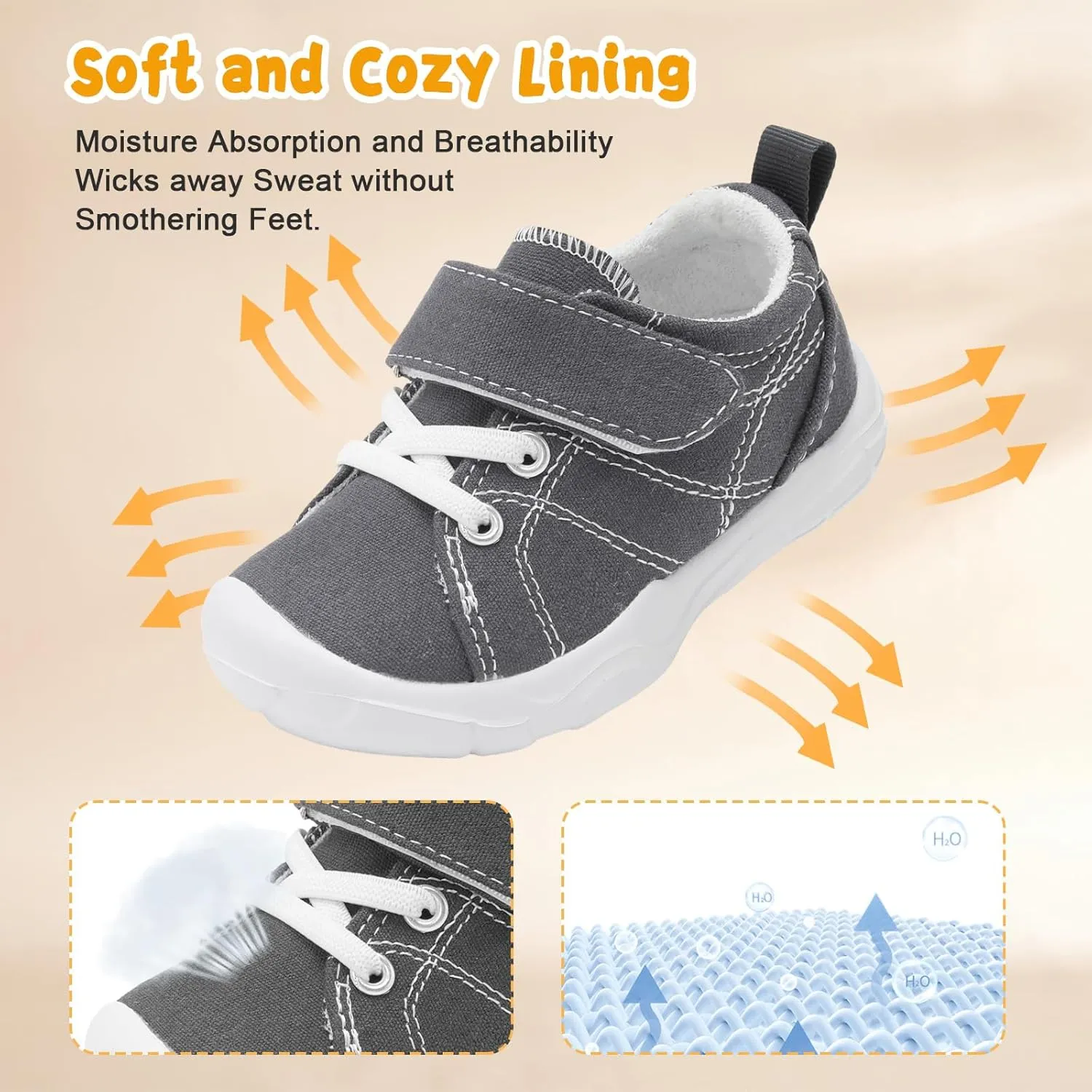 BARERUN Kids Canvas Shoes Running Shoes for Girls Boys Wide Toe Box Barefoot Toddler Sneakers Girls Boys School Shoes Non-Slip Toddler Tennis Shoes