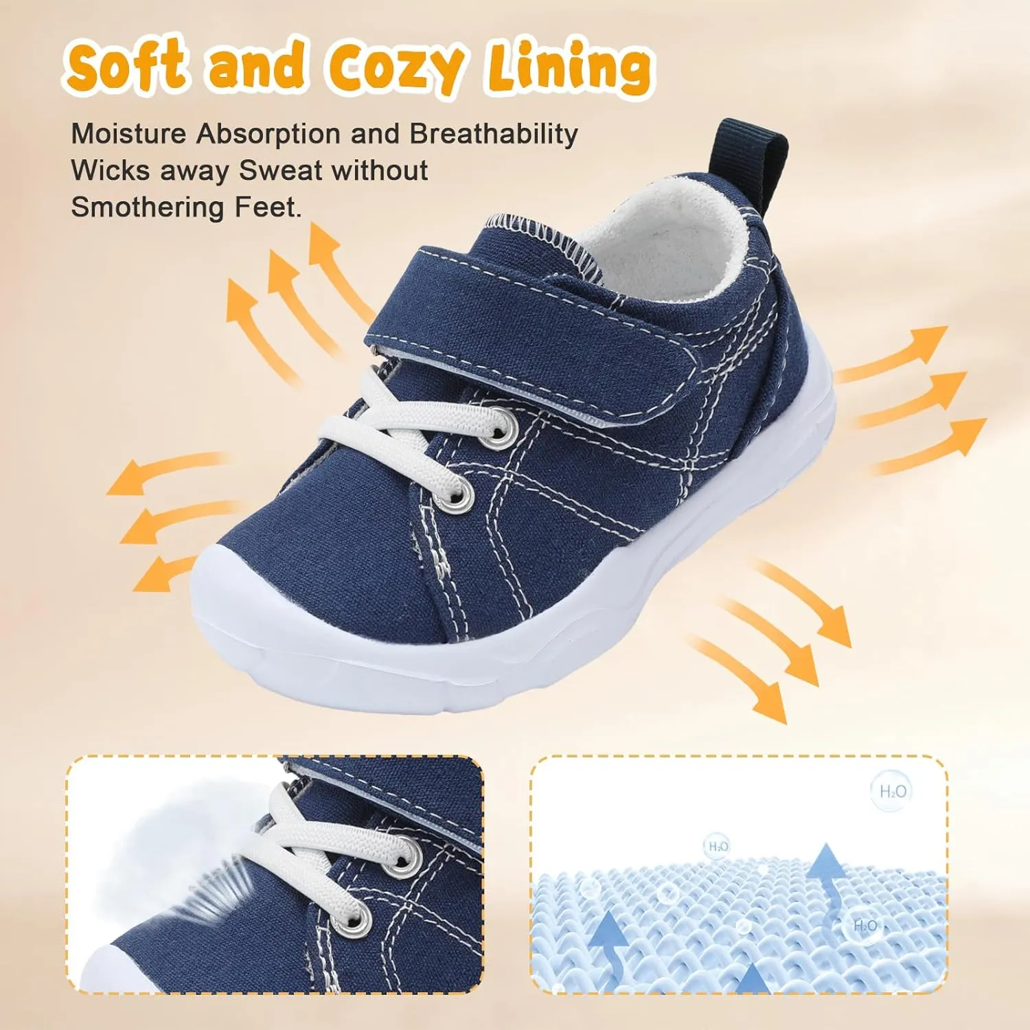 BARERUN Kids Canvas Shoes Running Shoes for Girls Boys Wide Toe Box Barefoot Toddler Sneakers Girls Boys School Shoes Non-Slip Toddler Tennis Shoes