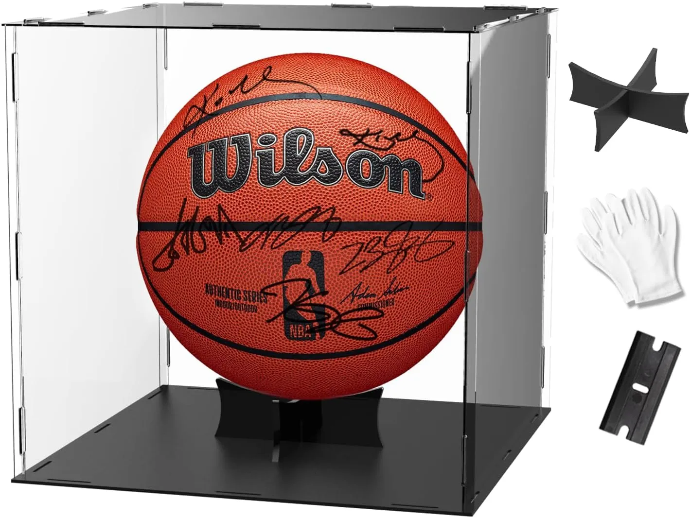 Basketball Football Display Case, Clear Acrylic Memorabilia Display Box with UV Protected, Removable Display Stand for Autographed Basketball, Football, Collectibles, Souvenirs,11.8x11.8x11.8inch