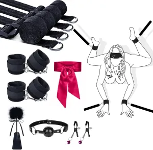 BDSM Sex Bondage BDSM kit,Sex Bed Restraints Bondage Gear & Accessories,Sex Toy Bondage,Couples Sex Toys Bondage Handcuffs,78.7 inch Adjustable Bondage Sex Belt Couple Adult Toys Male Female