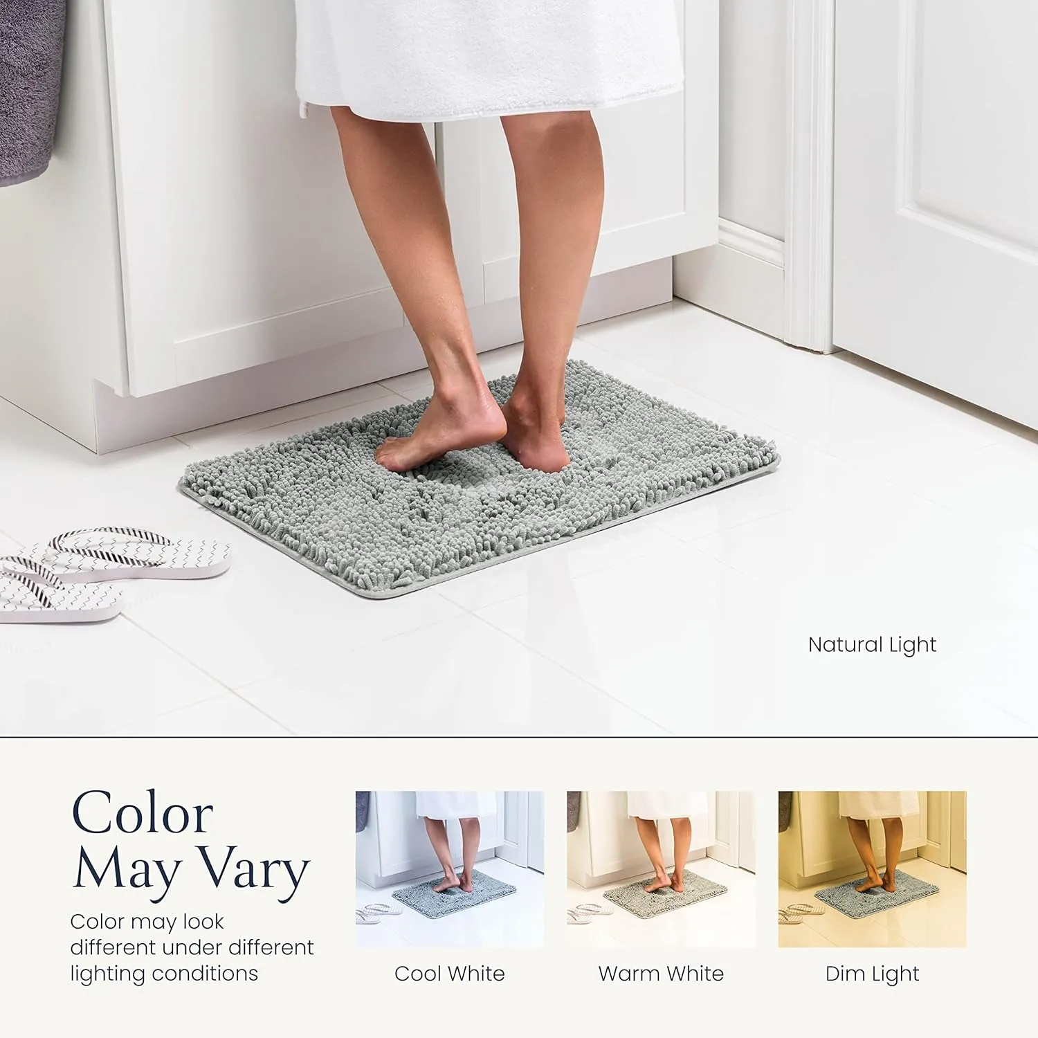 BELADOR 2 Piece Plush Chenille Bath Rug Set - Quick-Dry Bath Mats With Rubber Backing, Absorbent and Washable for Bathroom - 24x17   30x20