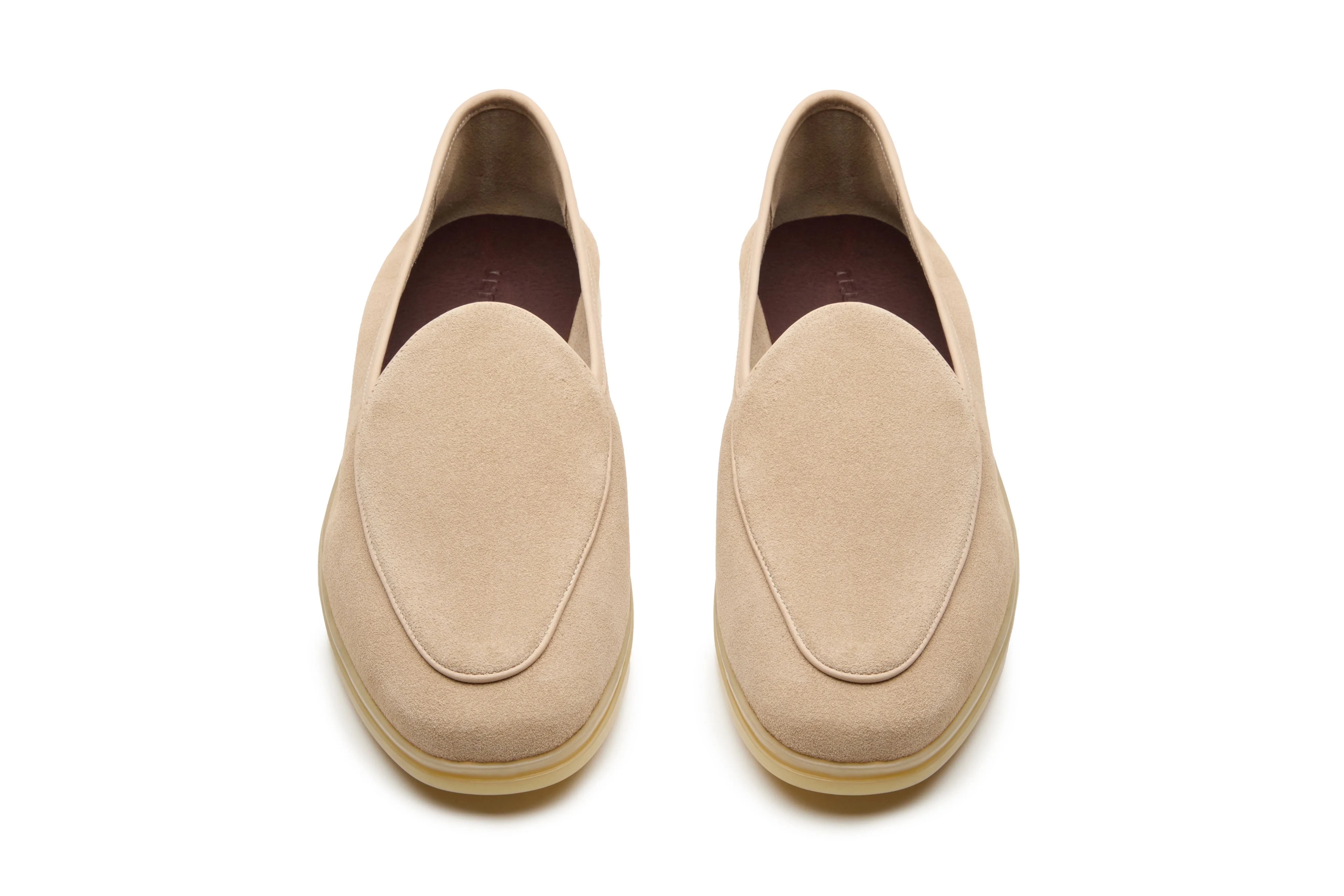 Belgian Style Yacht Loafers In Beige Suede