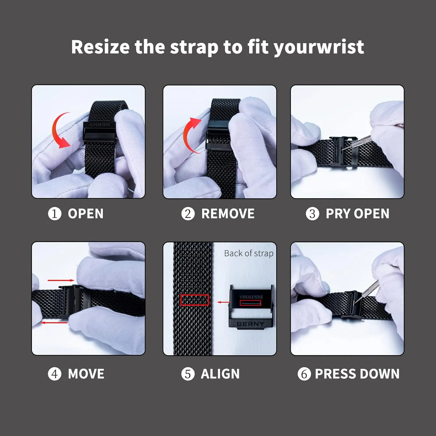 BERNY Stainless Steel Mesh Watch Band for Mens Women Quick Release Adjustable Milanese Watch Straps Thick Heavy Duty Metal Bracelet with Safty Clasp Black Silver 18mm 20mm 22mm 24mm