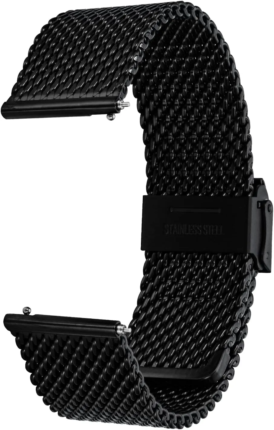 BERNY Stainless Steel Mesh Watch Band for Mens Women Quick Release Adjustable Milanese Watch Straps Thick Heavy Duty Metal Bracelet with Safty Clasp Black Silver 18mm 20mm 22mm 24mm