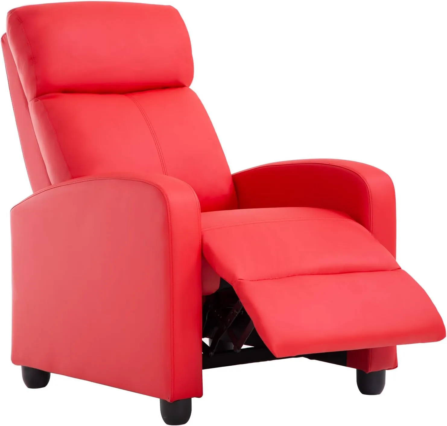 BestMassage Recliner Chair for Living Room Modern Wingback Sofa Home Theater Seating Push Back Reclining Chair with Lumbar Support (Without Massage Function, PU Red)