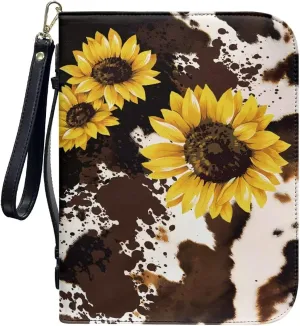 Bible Cover for Women Leather Bible Case with Black Ribbon Personalized Bible Study Supply Carrying Bag Tote