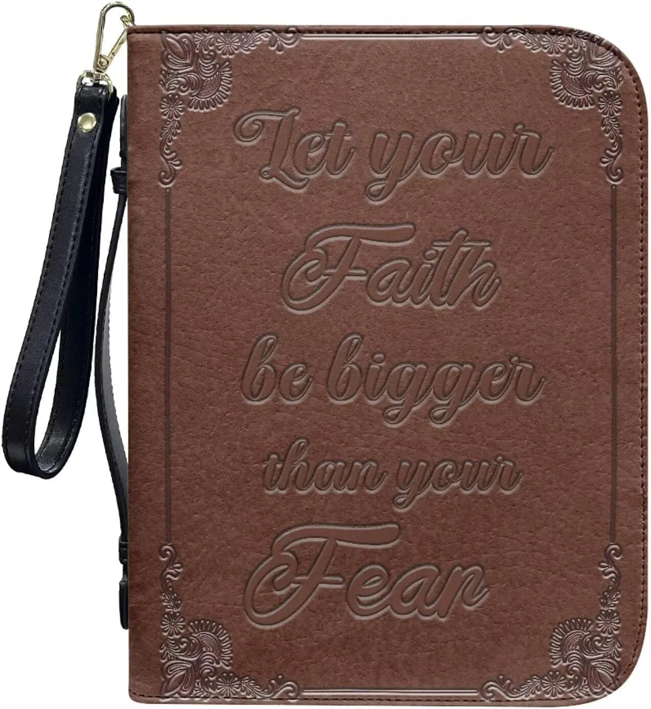 Bible Cover for Women Leather Bible Case with Black Ribbon Personalized Bible Study Supply Carrying Bag Tote