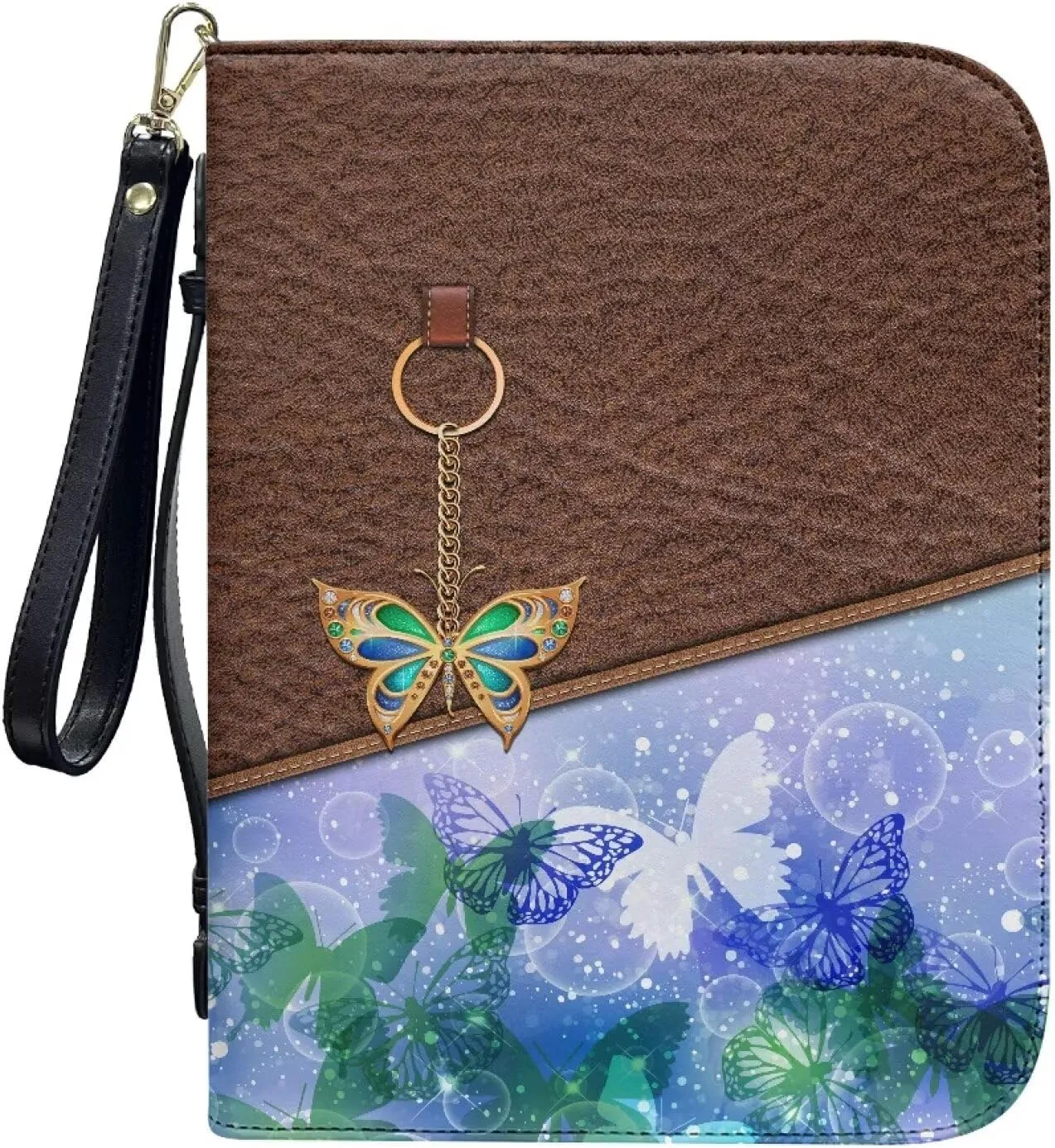 Bible Cover for Women Leather Bible Case with Black Ribbon Personalized Bible Study Supply Carrying Bag Tote