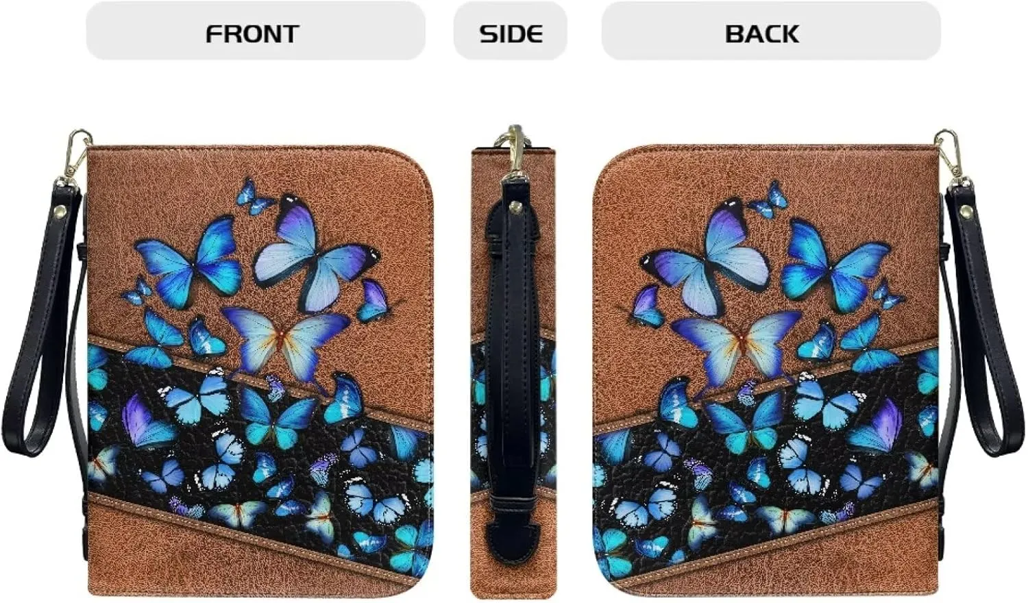 Bible Cover for Women Leather Bible Case with Black Ribbon Personalized Bible Study Supply Carrying Bag Tote