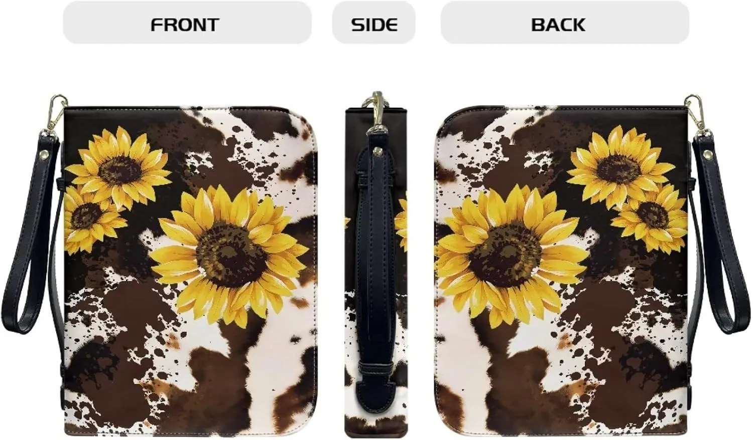 Bible Cover for Women Leather Bible Case with Black Ribbon Personalized Bible Study Supply Carrying Bag Tote