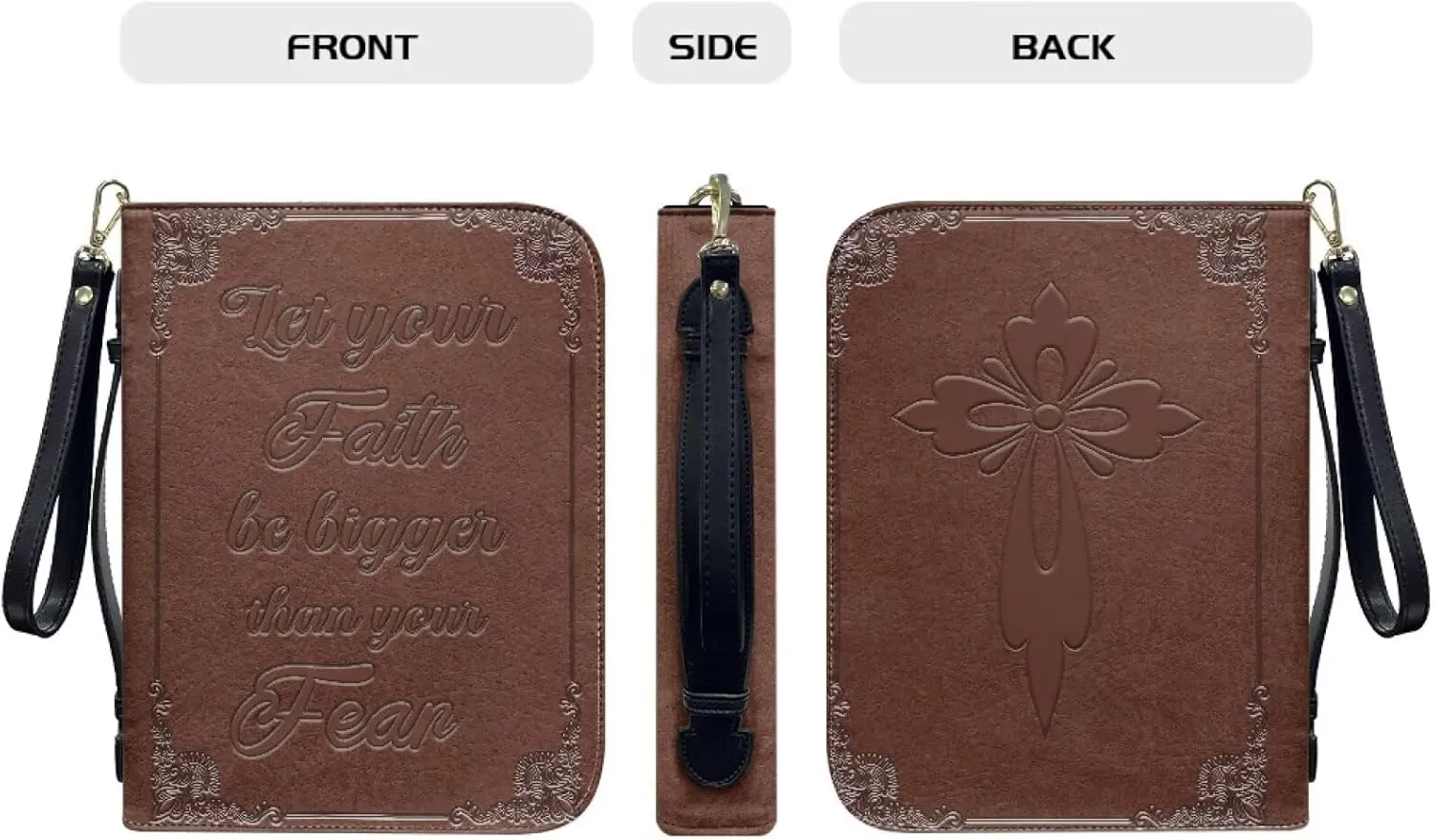 Bible Cover for Women Leather Bible Case with Black Ribbon Personalized Bible Study Supply Carrying Bag Tote