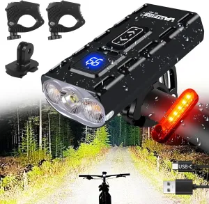 Bike Lights for Night Riding Aluminum Mounts Waterproof Bike Light Front and Back USB-C Rechargeable Bicycle Light Metal EBike Headlight Luces para Bicicleta luz para Bicicleta