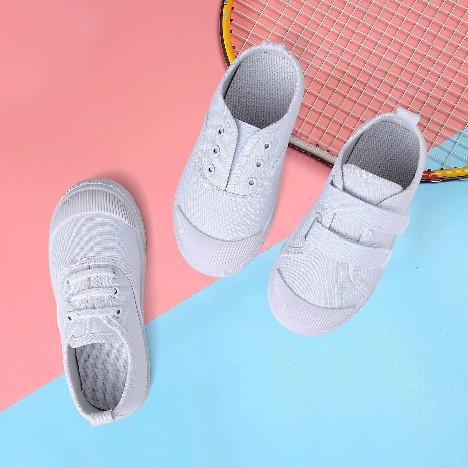 Boy's Girl's Toddlers Canvas Sneakers Slip-On Lightweight Kids White Sneakers Casual Skin-Friendly Walking Running Shoes(Toddle/Little Kids/Big Kids)