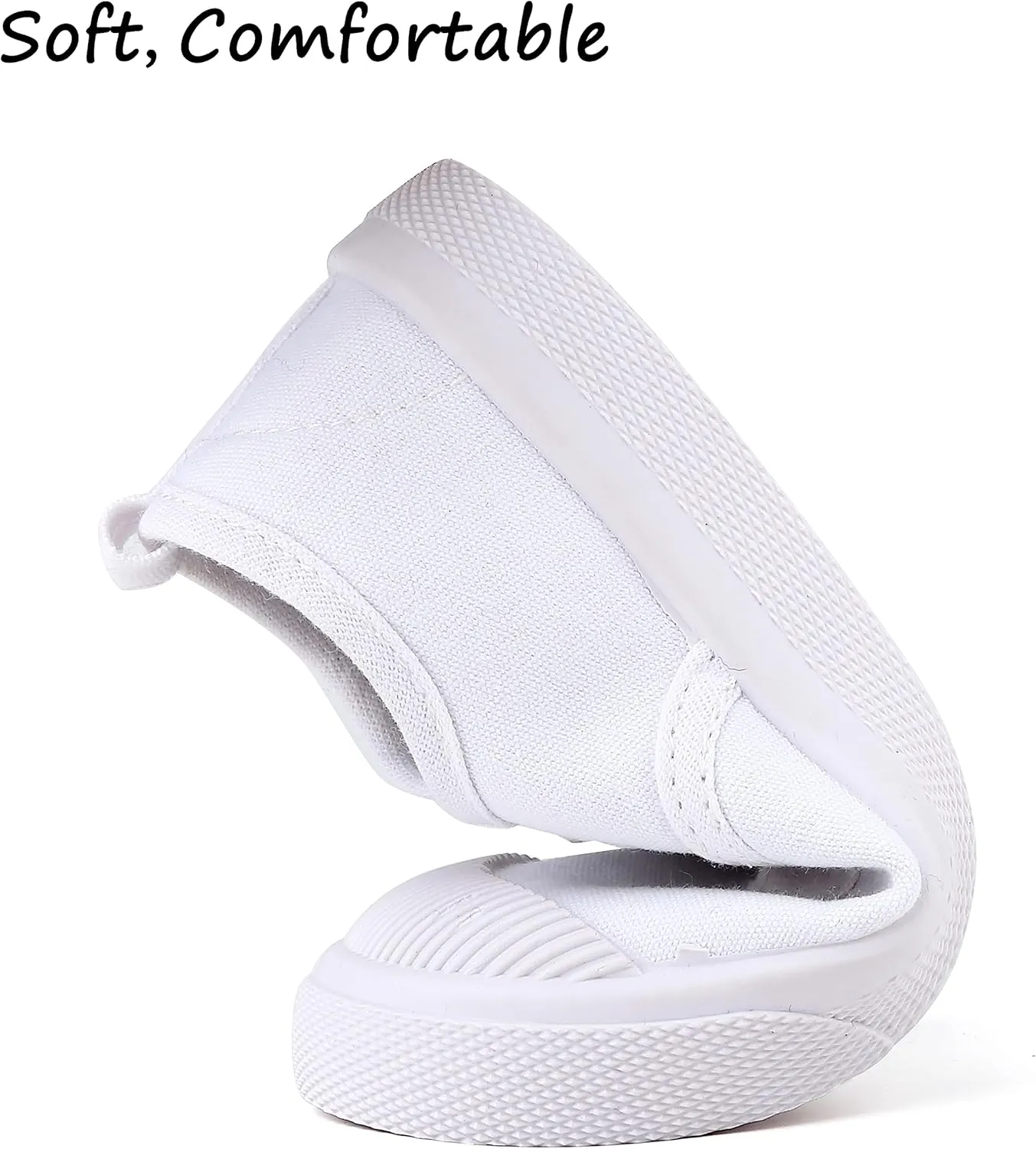 Boy's Girl's Toddlers Canvas Sneakers Slip-On Lightweight Kids White Sneakers Casual Skin-Friendly Walking Running Shoes(Toddle/Little Kids/Big Kids)