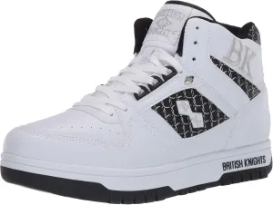 British Knights Men's Kings SL Classic Hi Top Fashion Sneaker, White/Black/Silver, 12 M US