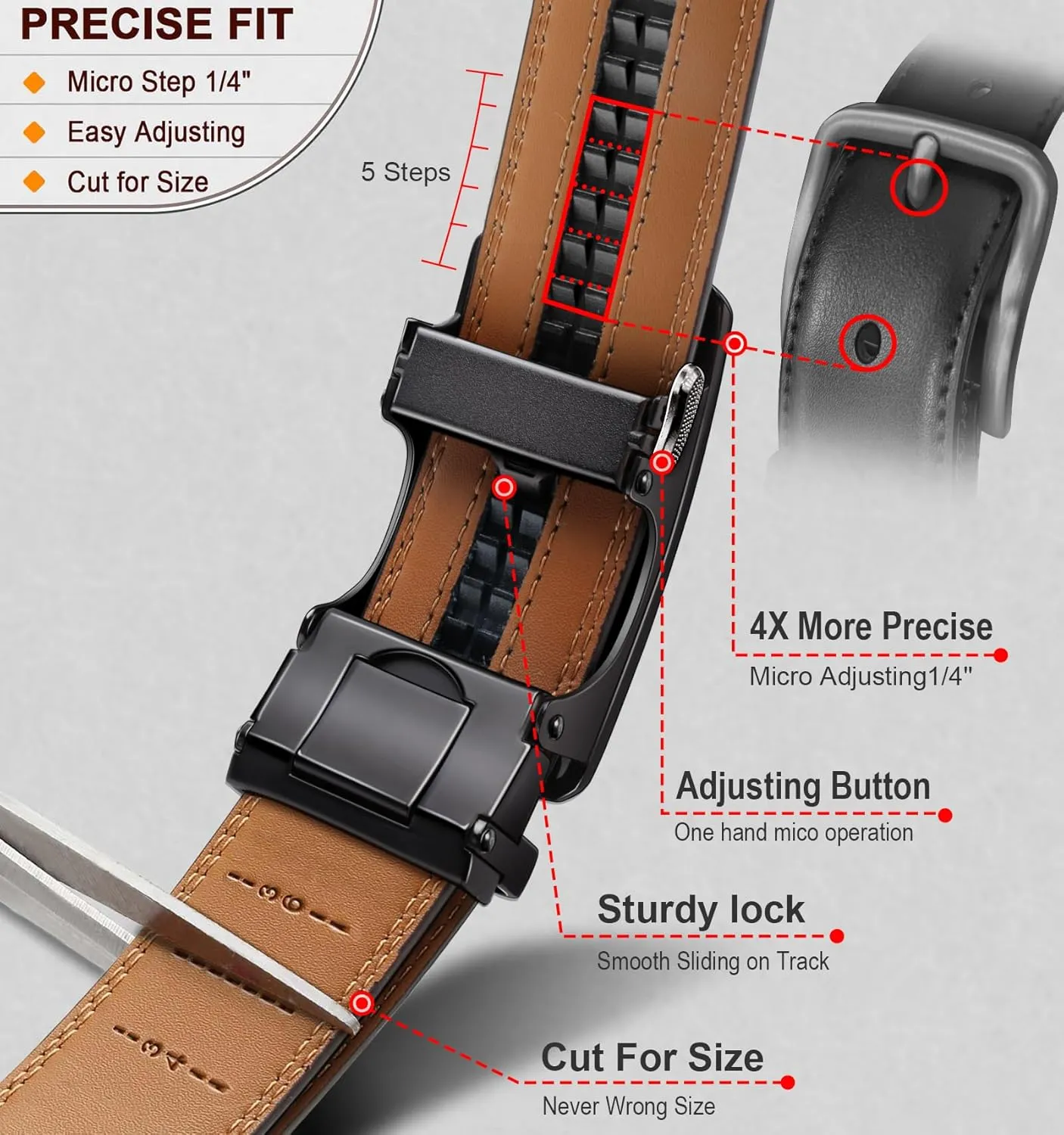 BULLIANT Men's Belt,Slide Ratchet Belt For Gift Men Dress Pant Shirt Oxfords,Trim To Fit