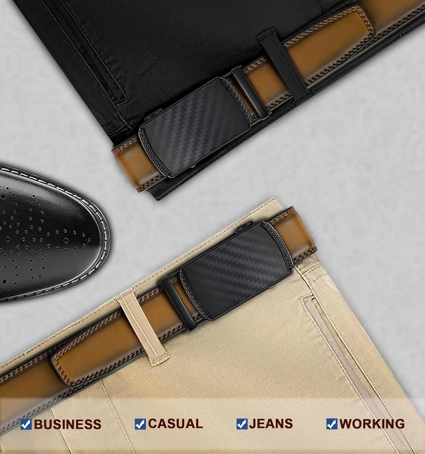 BULLIANT Men's Belt,Slide Ratchet Belt For Gift Men Dress Pant Shirt Oxfords,Trim To Fit