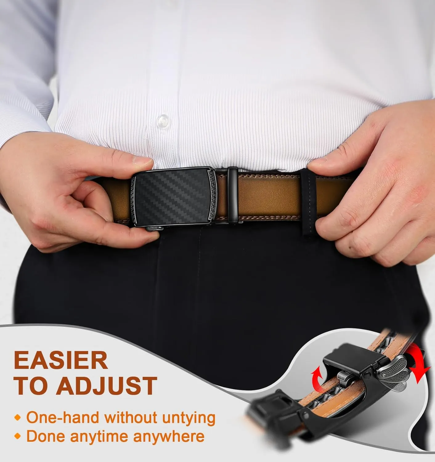 BULLIANT Men's Belt,Slide Ratchet Belt For Gift Men Dress Pant Shirt Oxfords,Trim To Fit