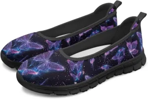 Butterfly Design Shoes for Women Slip On Loafer Flats Mesh Non Slip Low Cut Indoor Outdoor Comfortable Casual Footwear