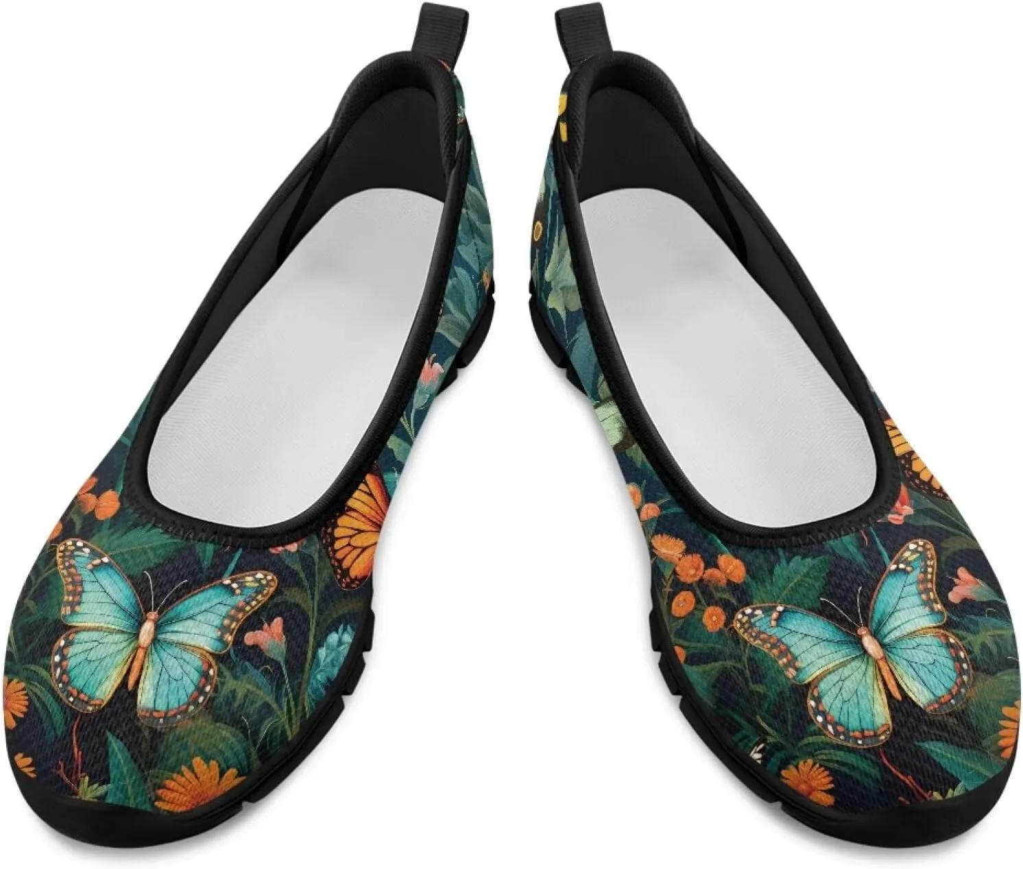 Butterfly Design Shoes for Women Slip On Loafer Flats Mesh Non Slip Low Cut Indoor Outdoor Comfortable Casual Footwear
