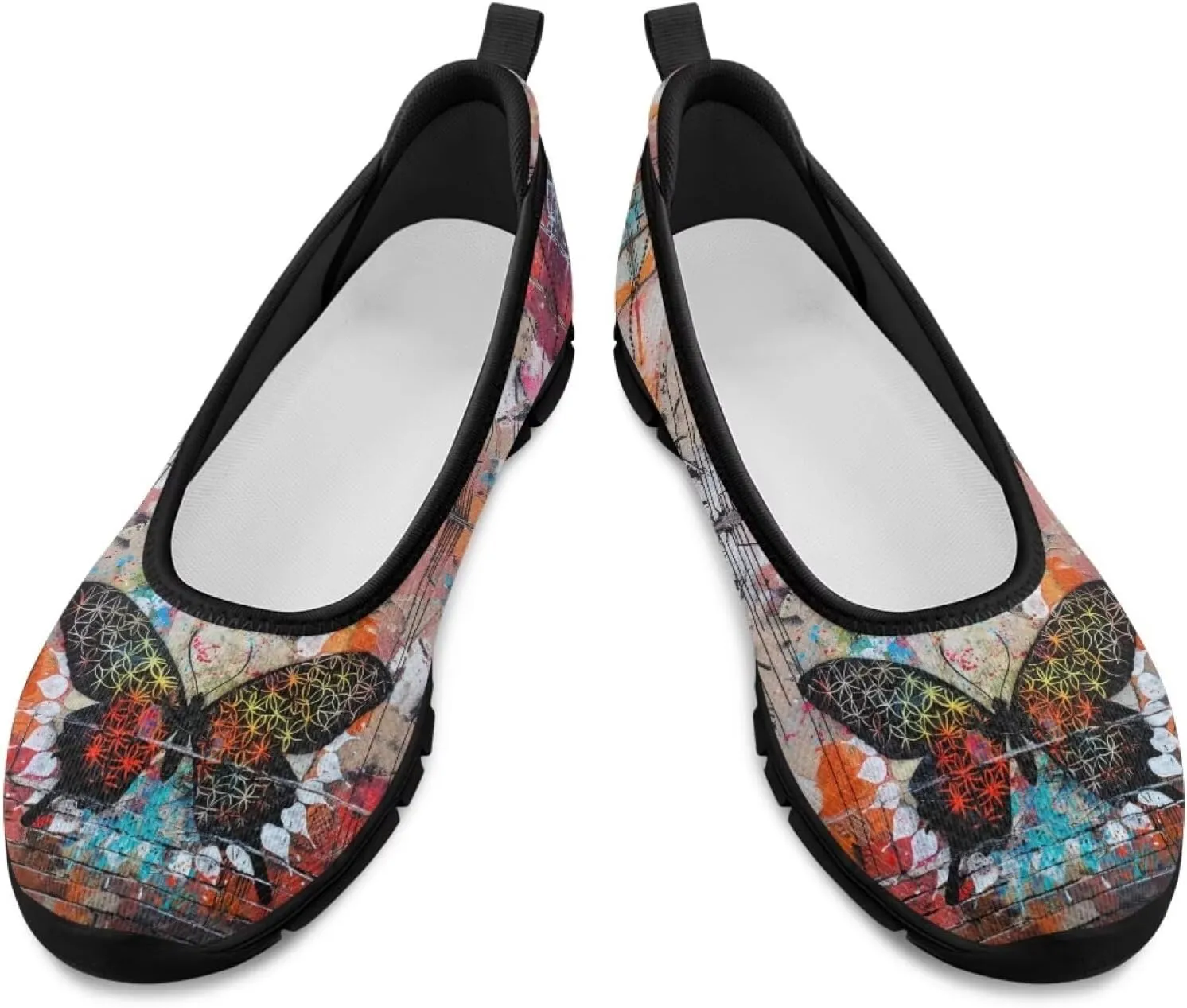 Butterfly Design Shoes for Women Slip On Loafer Flats Mesh Non Slip Low Cut Indoor Outdoor Comfortable Casual Footwear