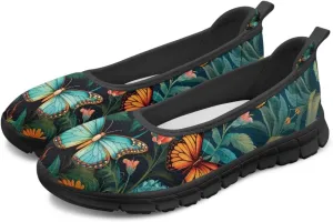 Butterfly Design Shoes for Women Slip On Loafer Flats Mesh Non Slip Low Cut Indoor Outdoor Comfortable Casual Footwear