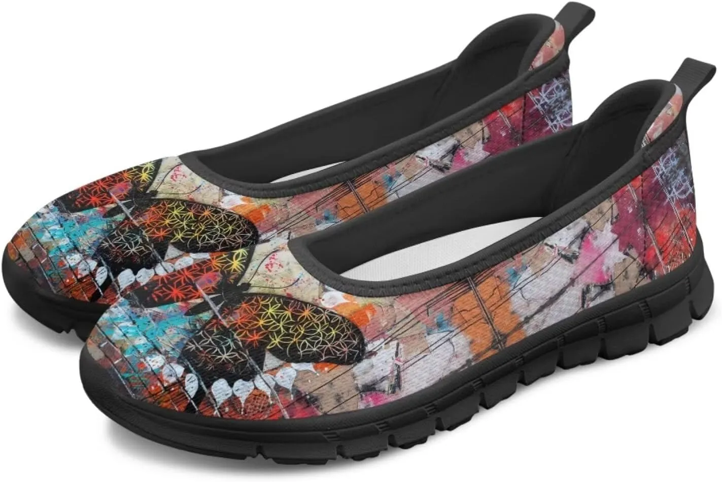 Butterfly Design Shoes for Women Slip On Loafer Flats Mesh Non Slip Low Cut Indoor Outdoor Comfortable Casual Footwear
