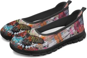 Butterfly Design Shoes for Women Slip On Loafer Flats Mesh Non Slip Low Cut Indoor Outdoor Comfortable Casual Footwear