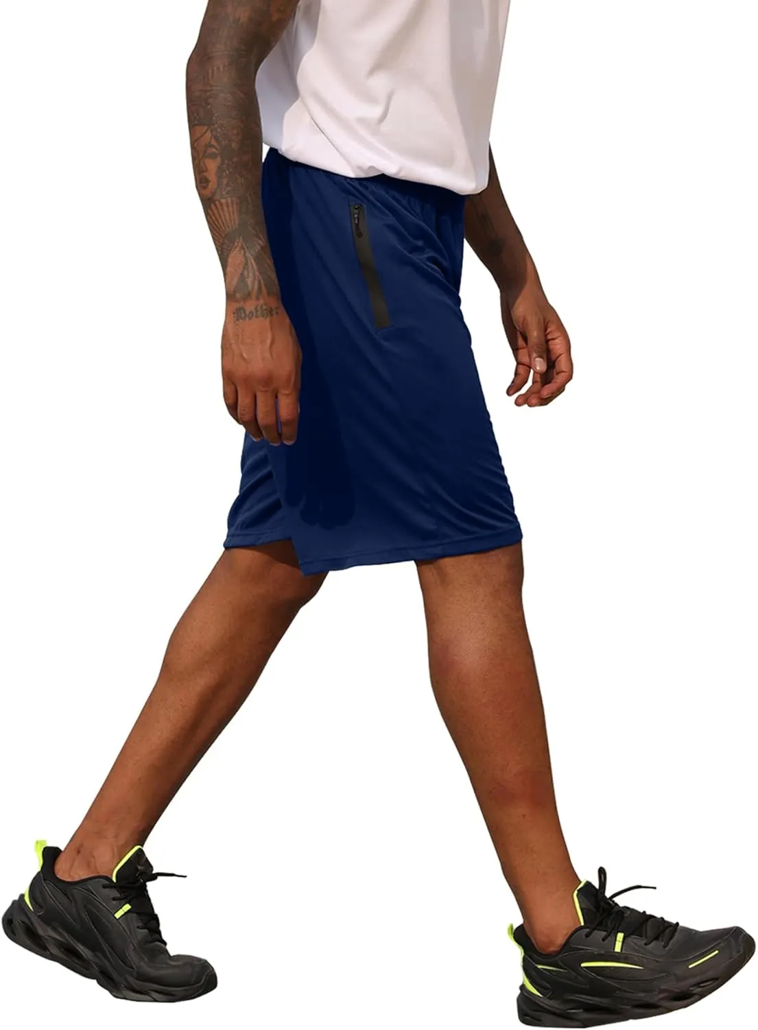BUYJYA 3 Pack Men's Athletic Running Shorts Gym Basketball Lightweight Casual Short with Zipper Pocket Gift