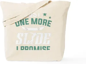 CafePress Skateboarder One More Slide I Promise Skate Reusable Natural Beige Canvas Shopping Bag