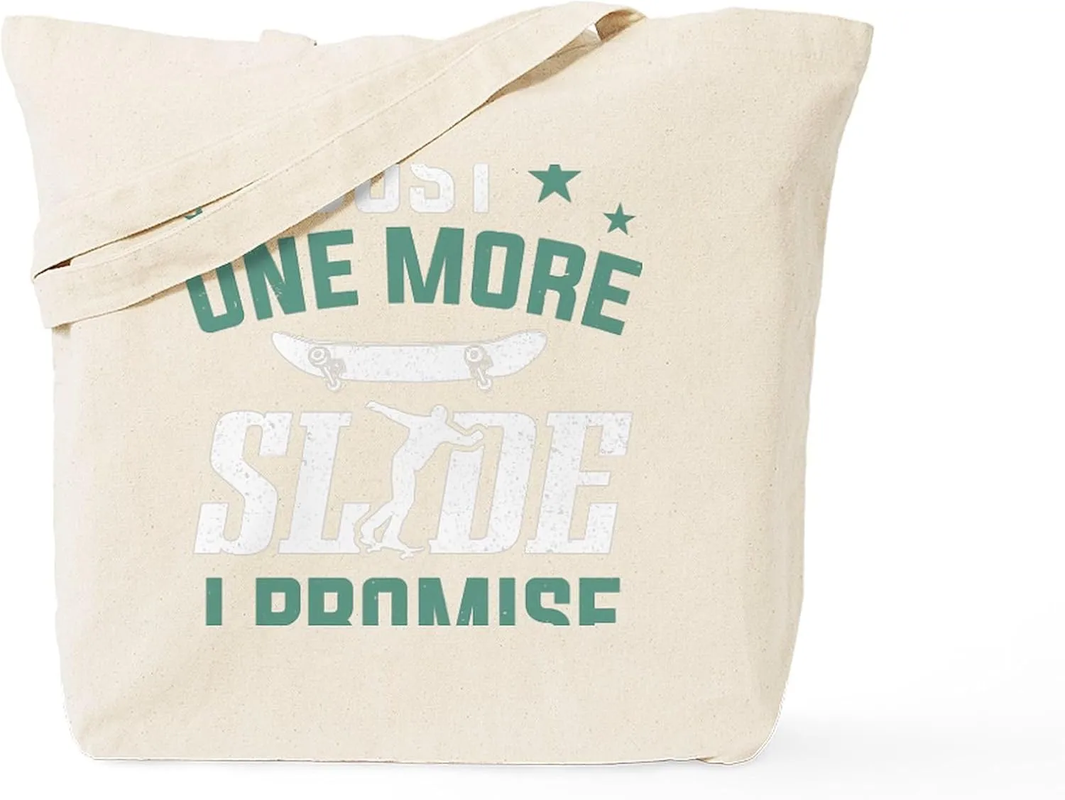CafePress Skateboarder One More Slide I Promise Skate Reusable Natural Beige Canvas Shopping Bag