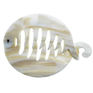 Camila Paris CP2338 3.25 inch French Banana Clip Hair Comb, Round Beige Girls Ponytail Holder Interlocking Banana Combs For Volume Thick Hair. Fashion Styling Hair Accessories for Women Made in France