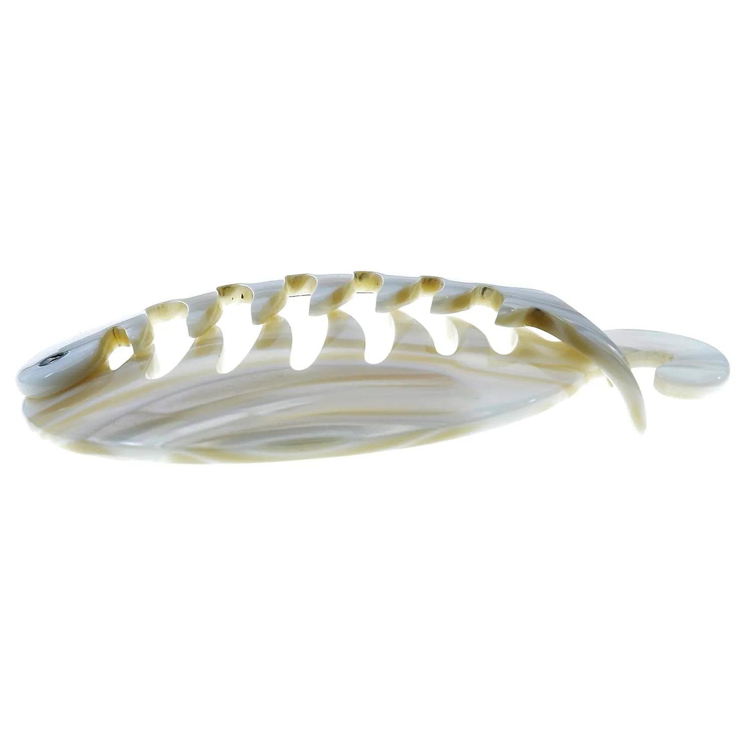 Camila Paris CP2338 3.25 inch French Banana Clip Hair Comb, Round Beige Girls Ponytail Holder Interlocking Banana Combs For Volume Thick Hair. Fashion Styling Hair Accessories for Women Made in France