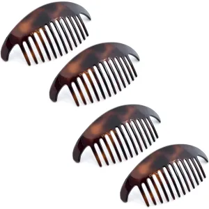 Camila Paris CP2430 4 Piece French Hair Side Combs, Tortoise Shell, Interlocking Combs French Twist Hair Combs, Strong Hold Hair Clips for Women Bun Chignon Up-Do Girls Hair Accessories Made in France