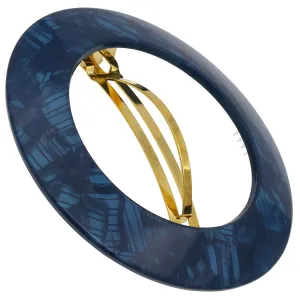 Camila Paris CP3257 French Hair Barrette Clip for Girls, Round Handmade Blue, Strong Hold Grip Hair Clips for Women, No Slip and Durable Styling Girls Hair Accessories, Made in France