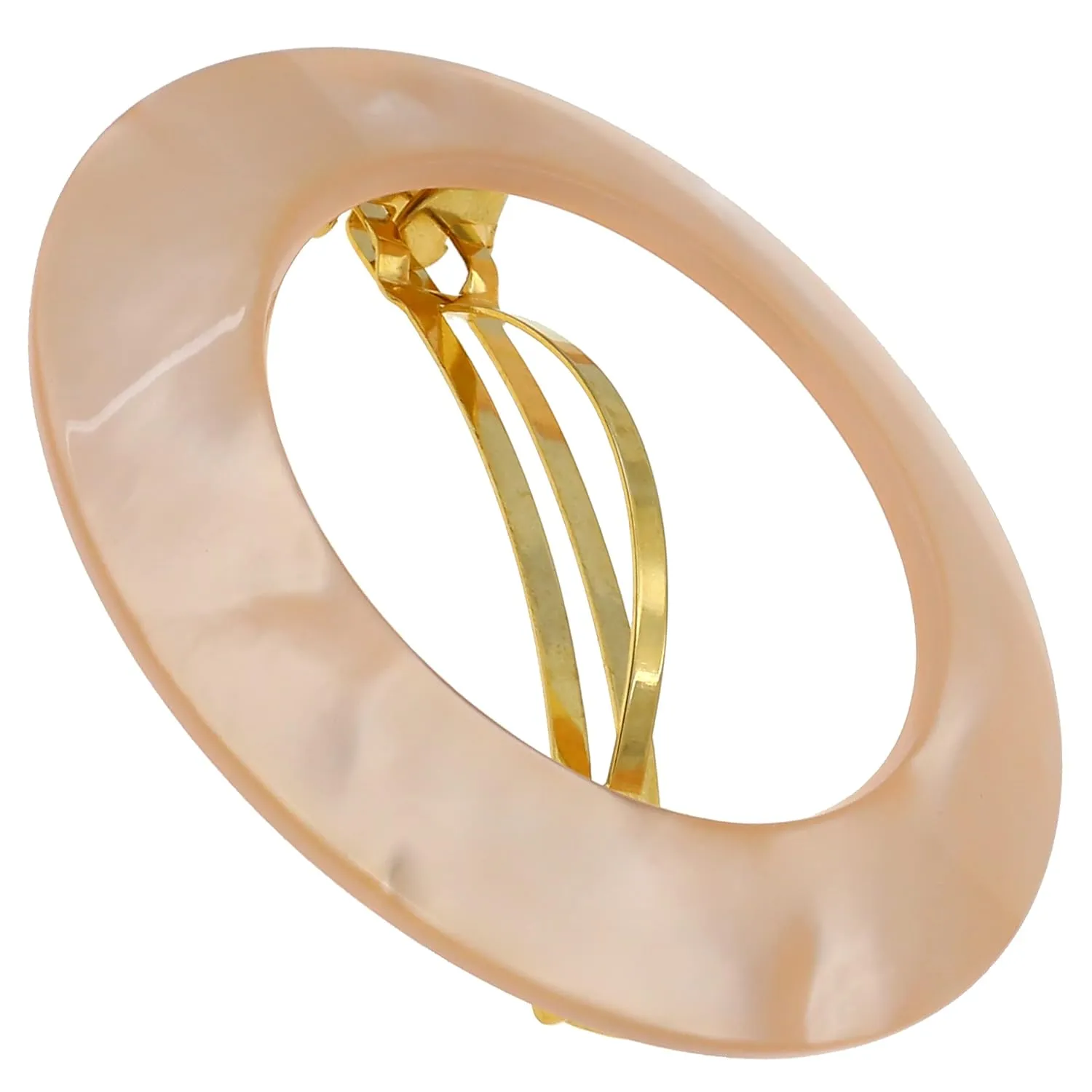 Camila Paris CP3258 French Hair Barrette Clip for Girls, Round Handmade Pink, Strong Hold Grip Hair Clips for Women, No Slip and Durable Styling Girls Hair Accessories, Made in France