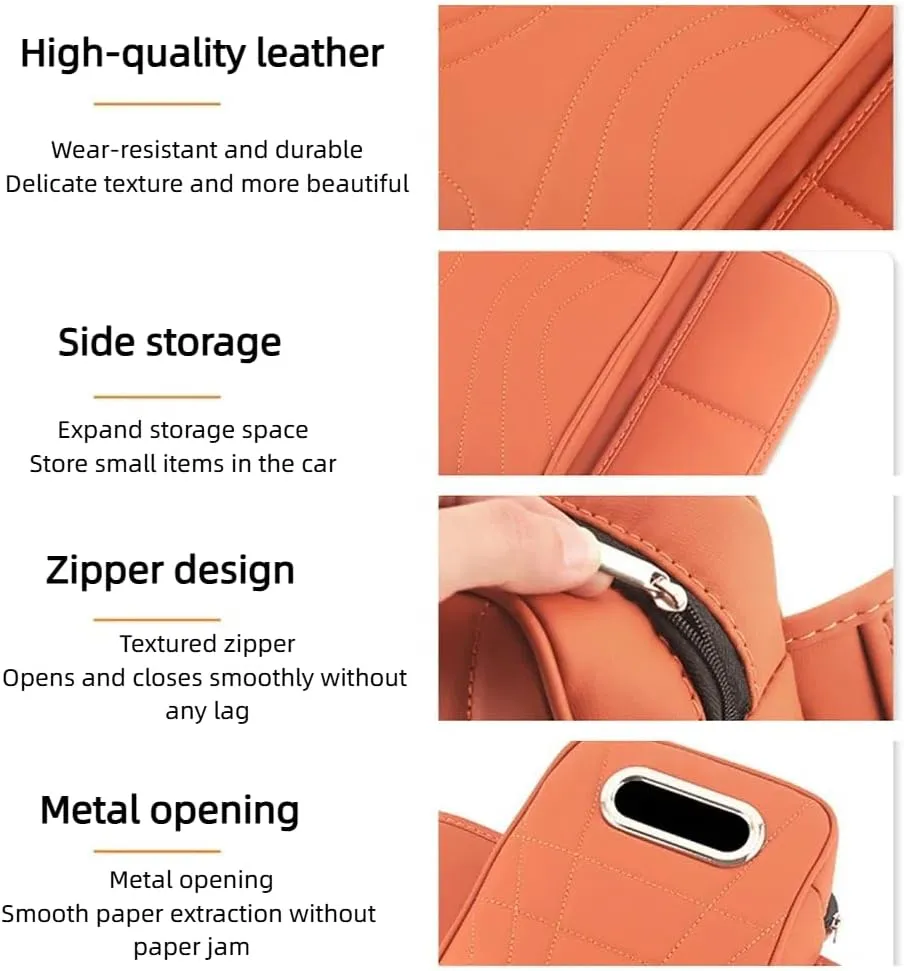 Car Armrest Cushion for Nissan Kicks 2017-2023 2024 2025, Leather Auto Center Console Pad, Memory Foam Armrest Box, Armrest Cover with Tissue Box Hole,Orange-Small