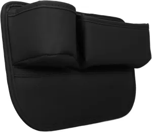 Car Filler Storage Bag with Phone and Cup Holder Multifunctional PU Leather Side Crevice Black