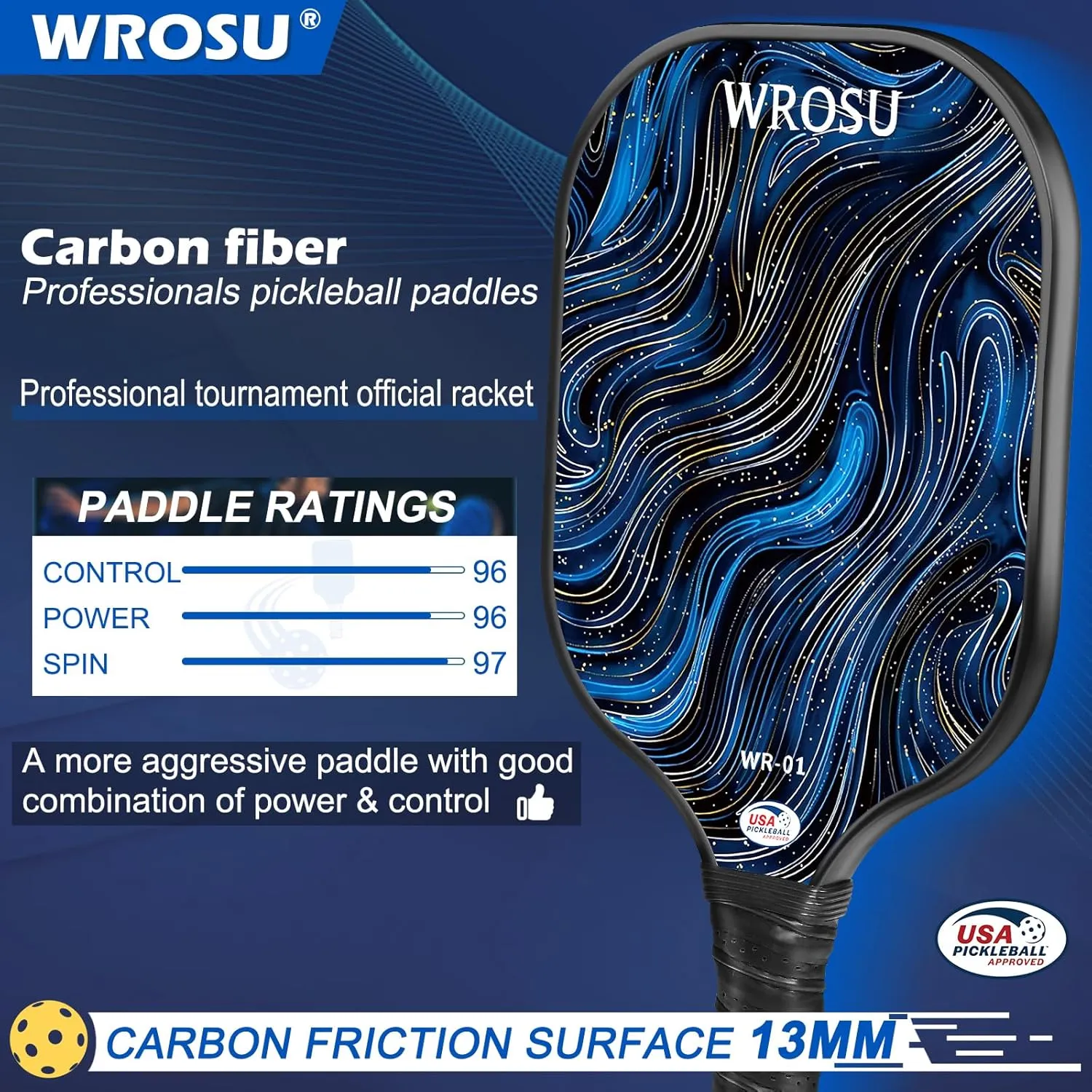 Carbon Fiber Pickleball Paddles Set of 4 or 2 Rackets,USAPA Approved Carbon Fiber Surface Pickle Ball Equipment Sets PP Honeycomb Core Pickleball Rackets & Accessories for Men,Women,Kids,Adults