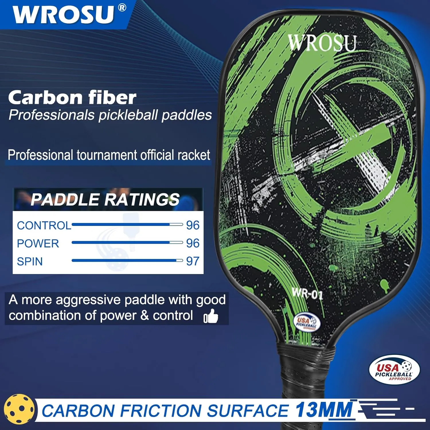 Carbon Fiber Pickleball Paddles Set of 4 or 2 Rackets,USAPA Approved Carbon Fiber Surface Pickle Ball Equipment Sets PP Honeycomb Core Pickleball Rackets & Accessories for Men,Women,Kids,Adults