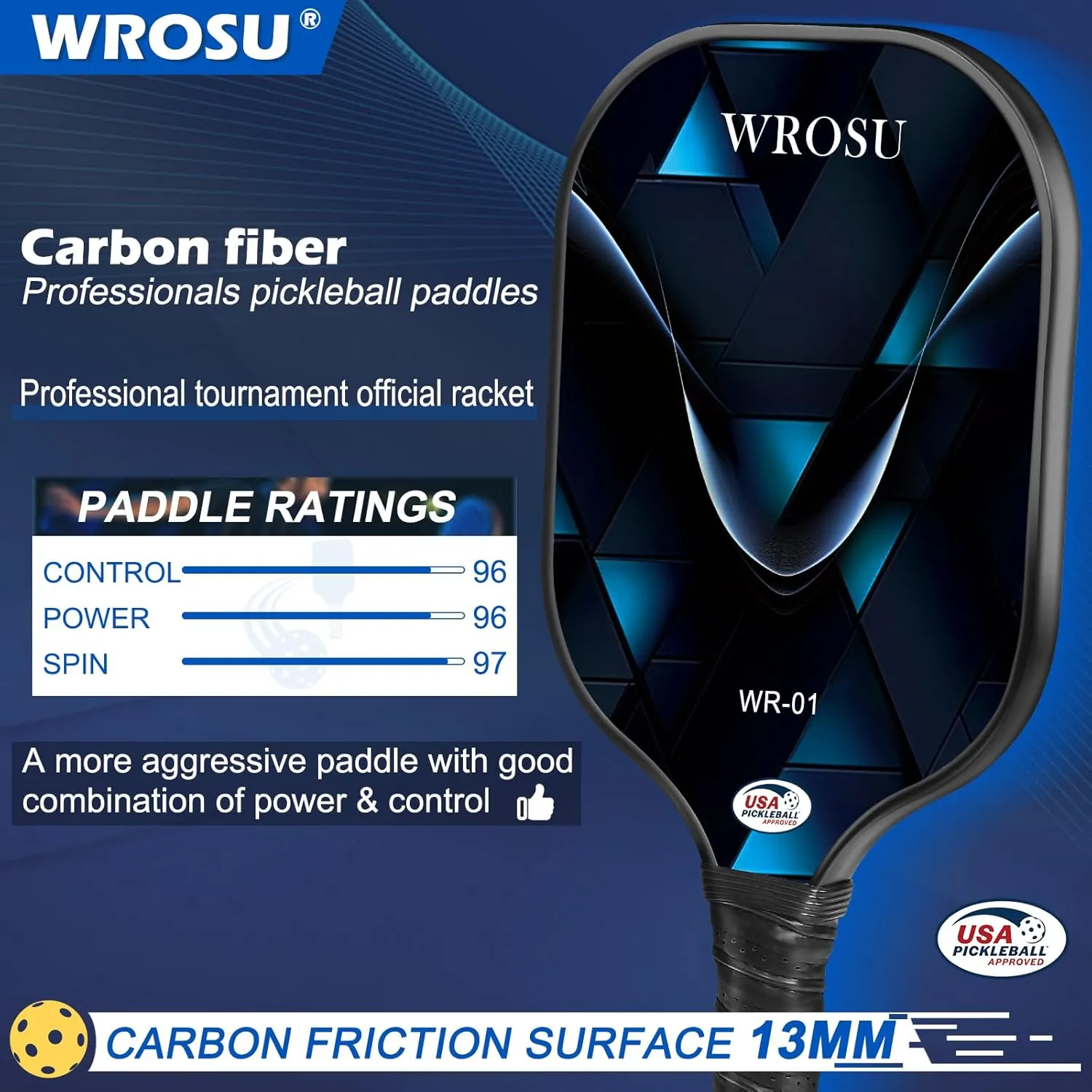 Carbon Fiber Pickleball Paddles Set of 4 or 2 Rackets,USAPA Approved Carbon Fiber Surface Pickle Ball Equipment Sets PP Honeycomb Core Pickleball Rackets & Accessories for Men,Women,Kids,Adults