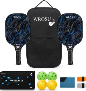 Carbon Fiber Pickleball Paddles Set of 4 or 2 Rackets,USAPA Approved Carbon Fiber Surface Pickle Ball Equipment Sets PP Honeycomb Core Pickleball Rackets & Accessories for Men,Women,Kids,Adults