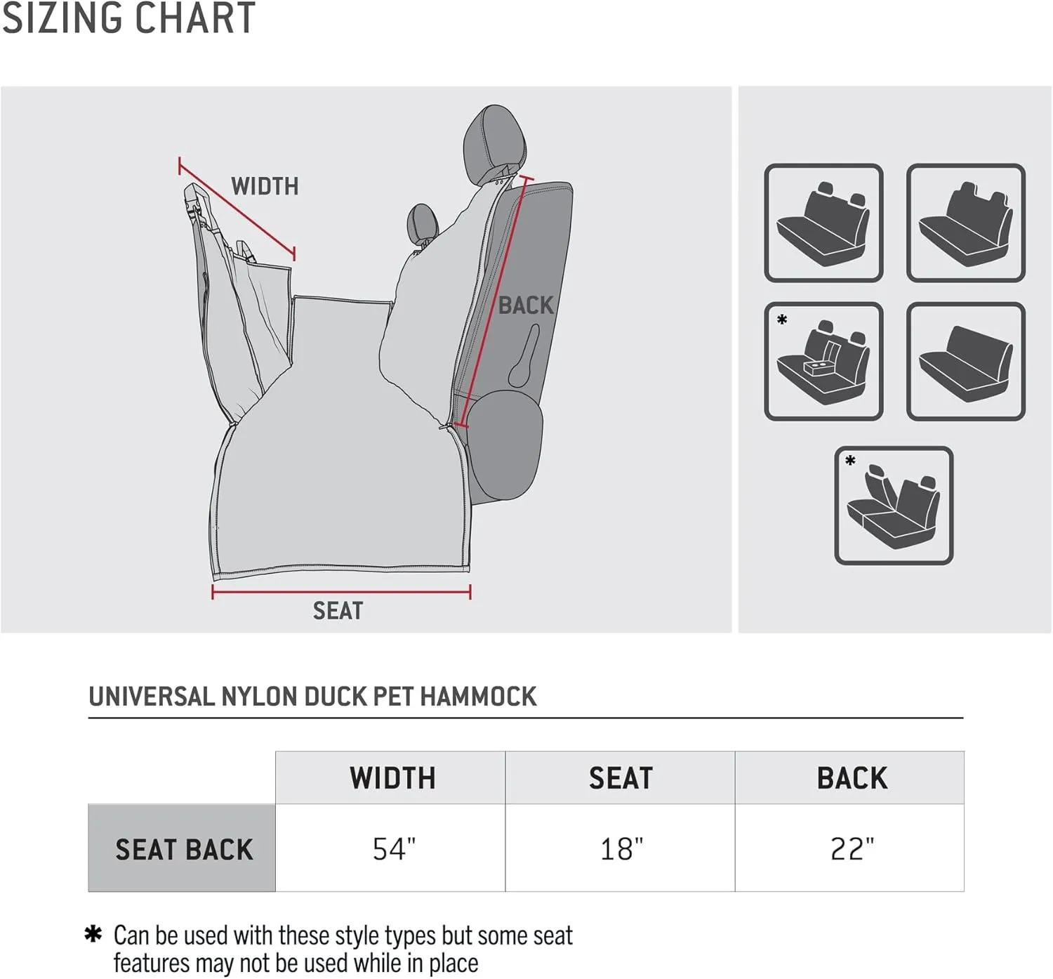 Carhartt Universal Fitted Nylon Duck Pet Hammock Car Seat Protector, Dog Back Seat Cover, Carhartt Brown
