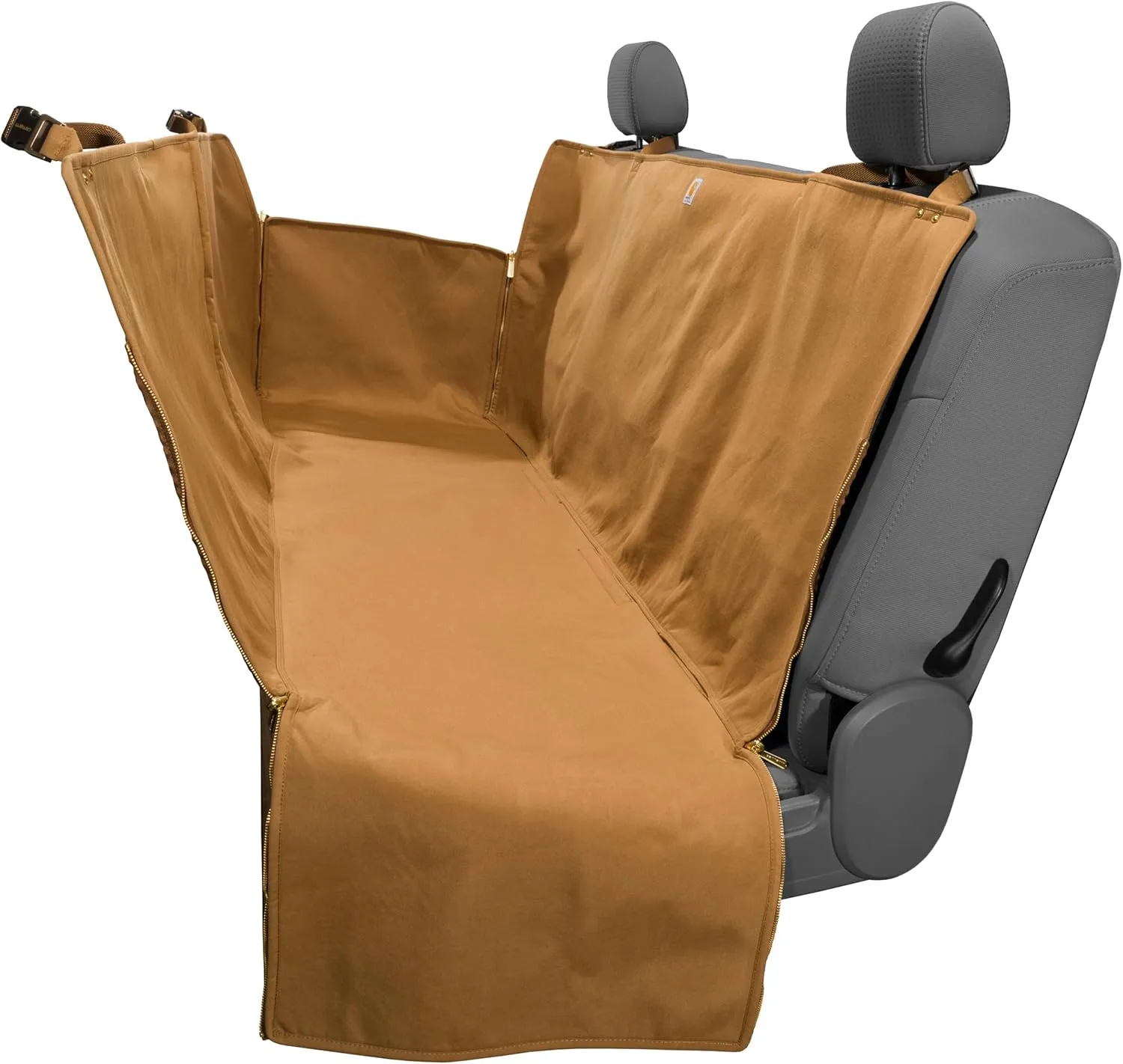 Carhartt Universal Fitted Nylon Duck Pet Hammock Car Seat Protector, Dog Back Seat Cover, Carhartt Brown