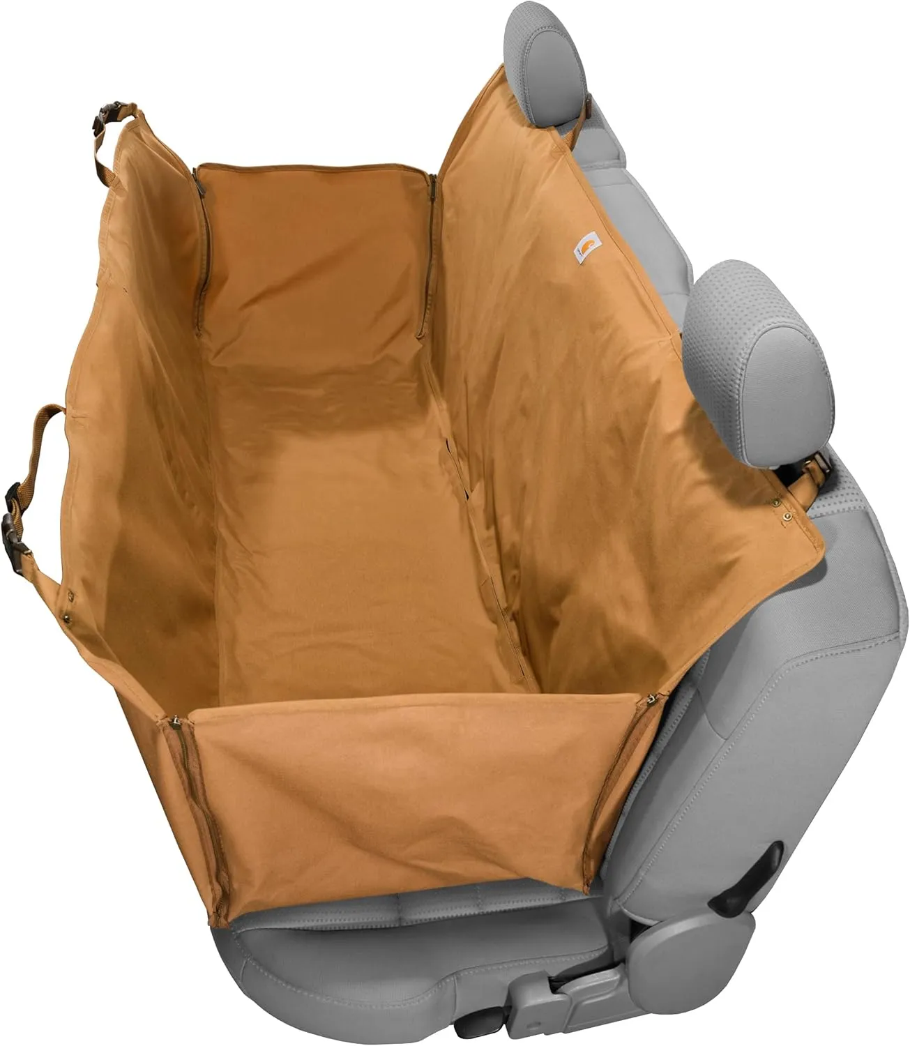 Carhartt Universal Fitted Nylon Duck Pet Hammock Car Seat Protector, Dog Back Seat Cover, Carhartt Brown