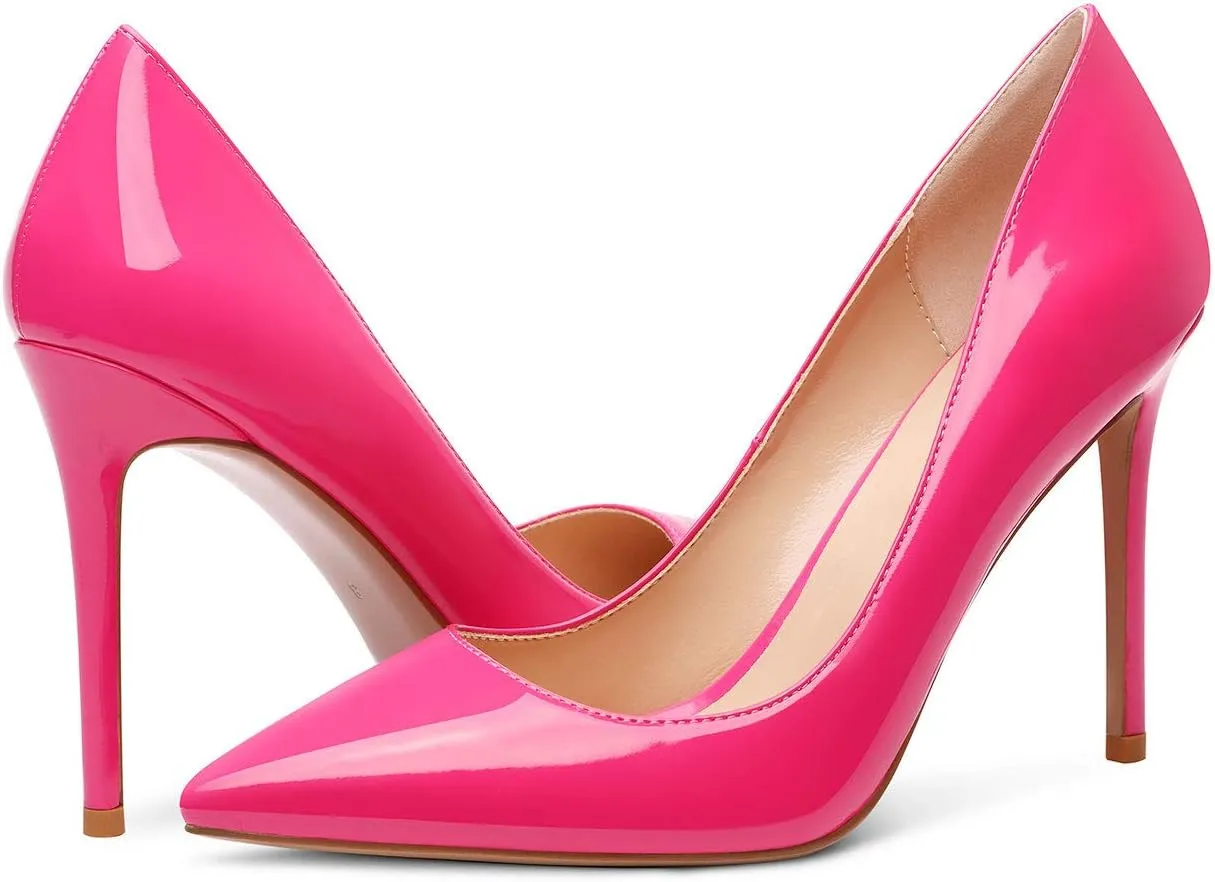 Castamere Womens Basic High Heels Pumps Slip On Pointy Toe Stilettos 10CM Heel