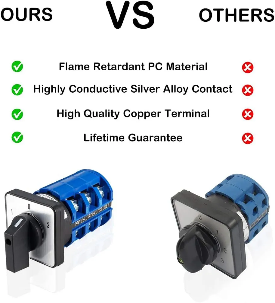 Changeover Switch LW28-63 3 Positions 12 Terminals Universal Rotary Cam Selector Latching Switches 690V 63A