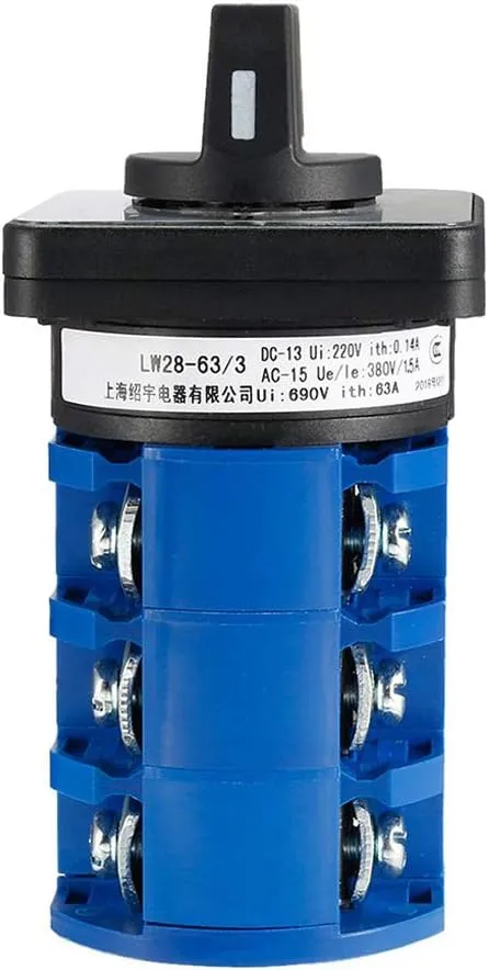 Changeover Switch LW28-63 3 Positions 12 Terminals Universal Rotary Cam Selector Latching Switches 690V 63A