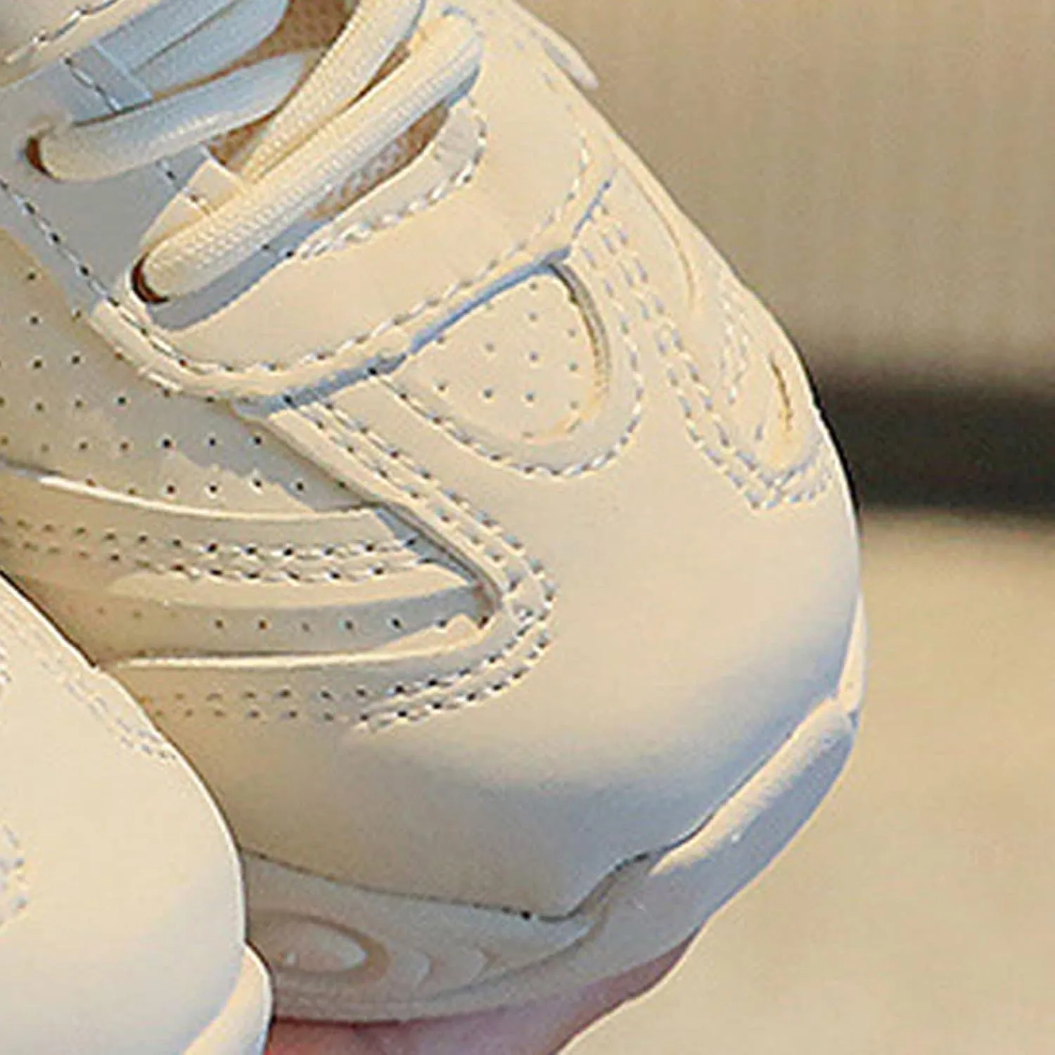 Child Sneaker Spring and Autumn New Solid Color Plus Velvet Breathable Non Slip Children's Casual Sports Shoes (White, 7 Toddler)