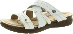 Clarks Womens April Willow Faux Leather Strappy Slide Sandals